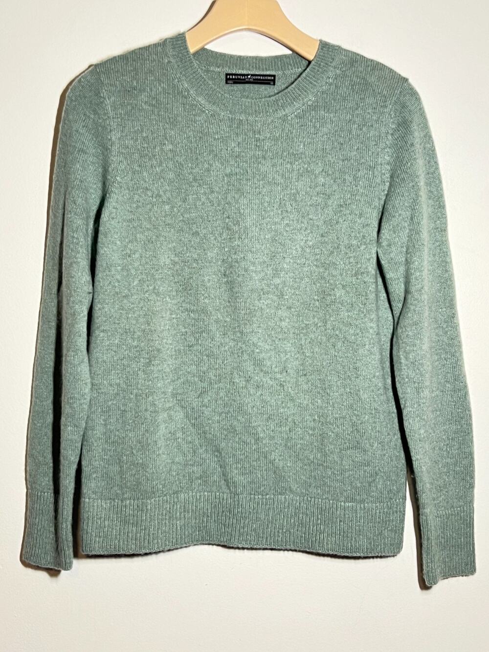 Peruvian Connection Womens Soft Green 100% Royal Alpaca Pullover Crew Sweater XS